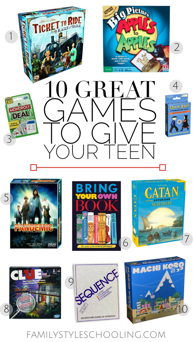 10 Great Games To Give Your Teen Family Style Schooling