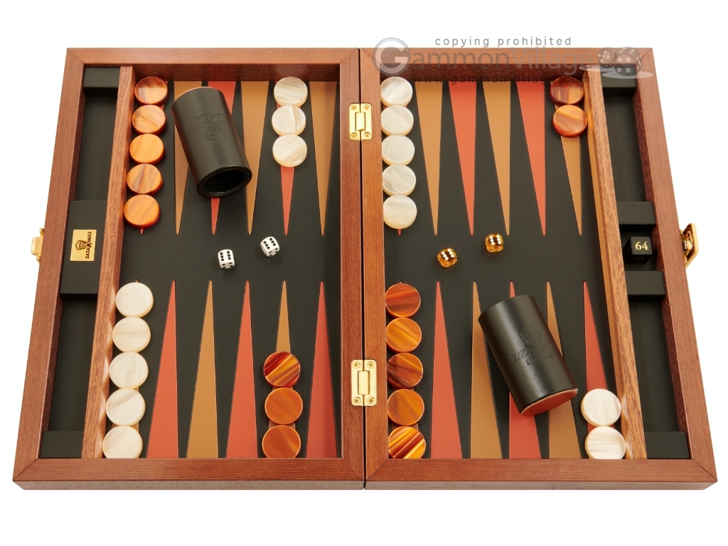 16 inch Leather Wood Backgammon Set By Zaza Sacci Black Field