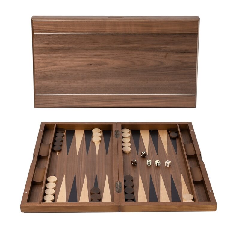 21 Large Wood Backgammon Board Game Set Inlay Double Stripe Board W Game Pieces EBay