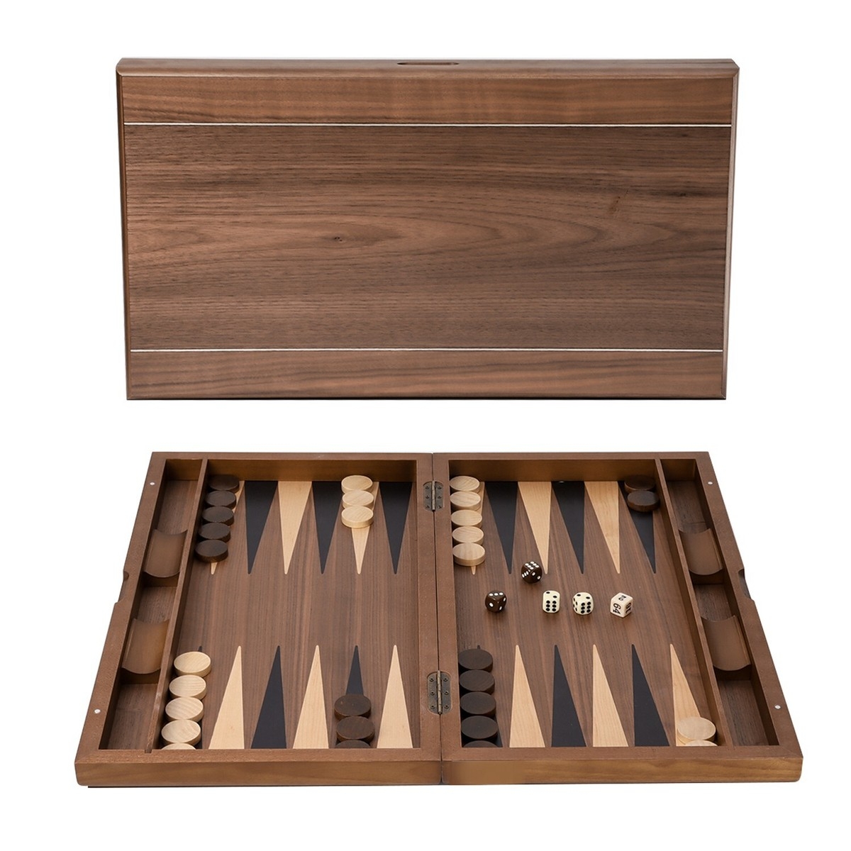 21 Large Wood Backgammon Board Game Set Inlay Double Stripe Board W Game Pieces EBay