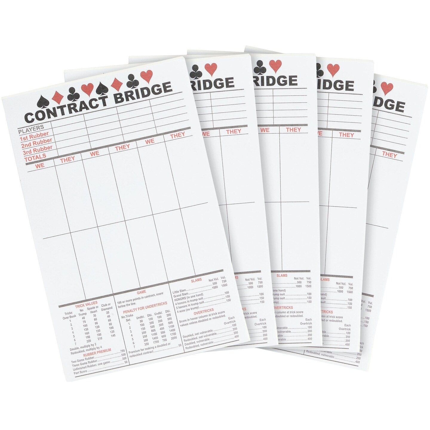 250 Sheets Contract Bridge Score Pads And Tallies Game Scoring Cards Supplies Large Print With Trick Values 5 Notepads Michaels