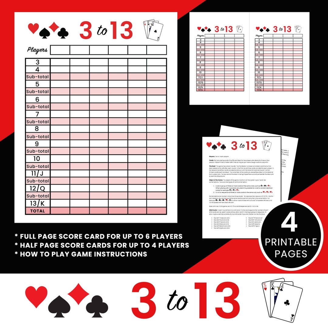3 and 13 card game