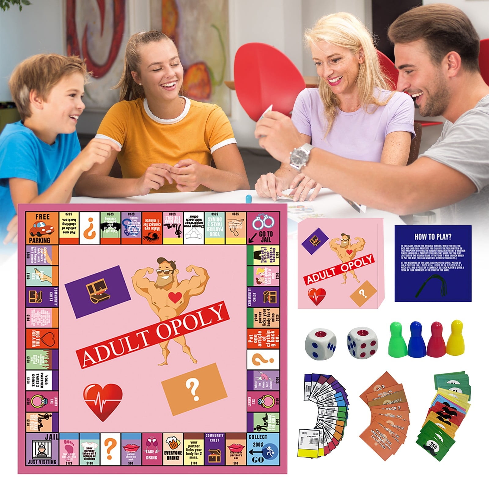 Adultopoly Board Games Fun Couple Game Card Board Game Perfect For Date Night Pink Walmart