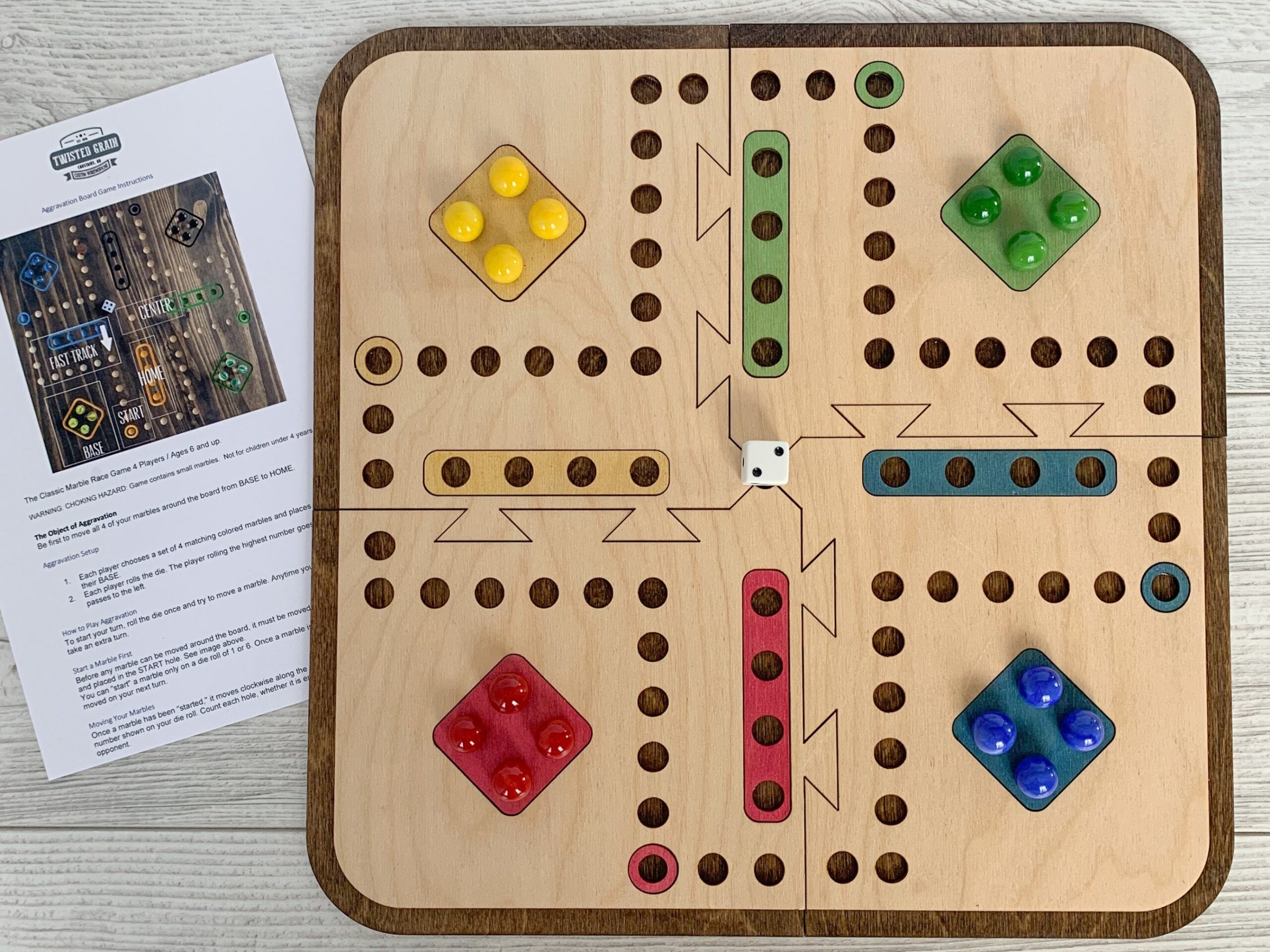 Aggravation Travel 4 Player Wooden Board Game Dice And Marble Game Family Game Night Games For Adults Family Board Games Etsy