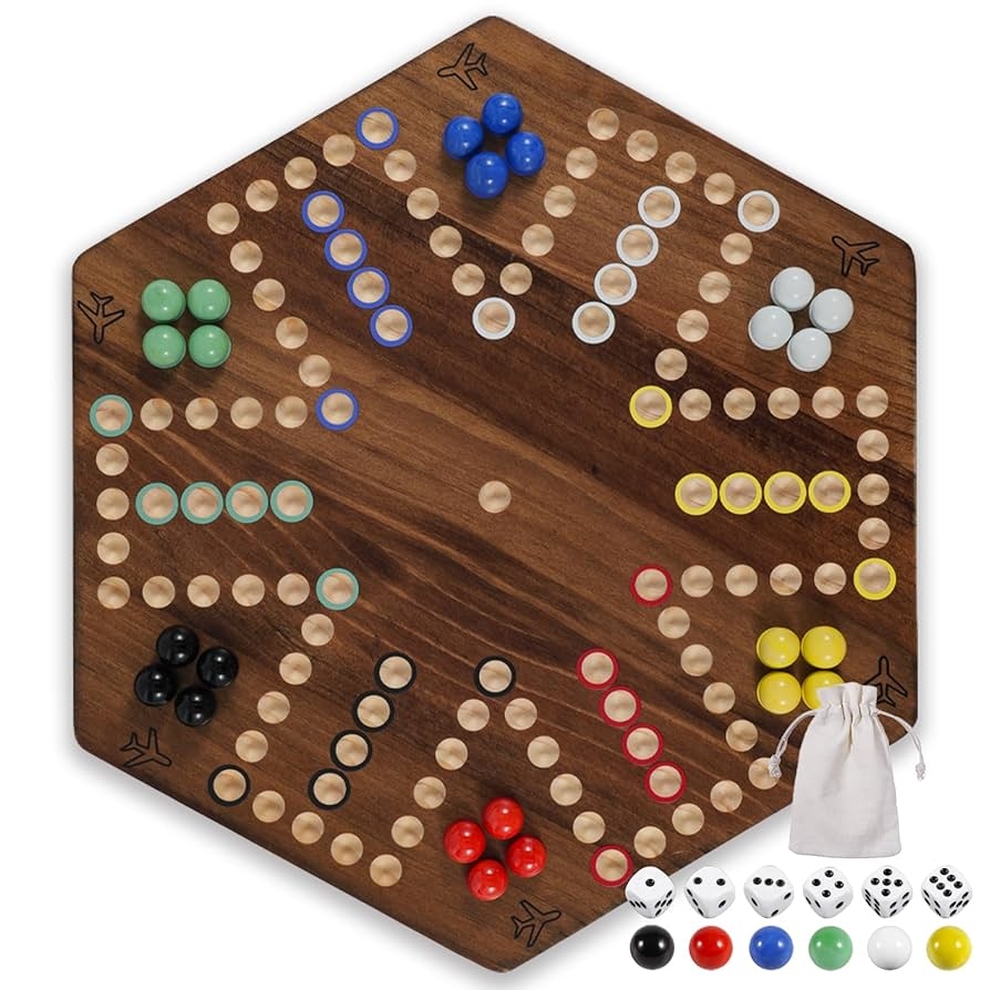 Amazon 20 In Wooden Fast Track Board Game Original Wahoo Board Game For 6 And 4 Players With Marbles And Dices Burnt Color Board Marble Game Large Toys Games