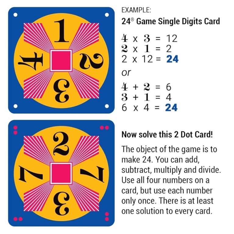Amazon 24 GAME 96 Card Deck Algebra Exponents Math Card Game Toys Games