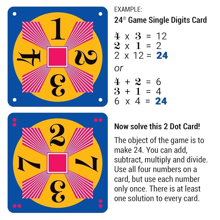 Amazon 24 GAME 96 Card Deck Algebra Exponents Math Card Game Toys Games Amazon 24 GAME 96 Card Deck Algebra Exponents Math Card Game Toys Games