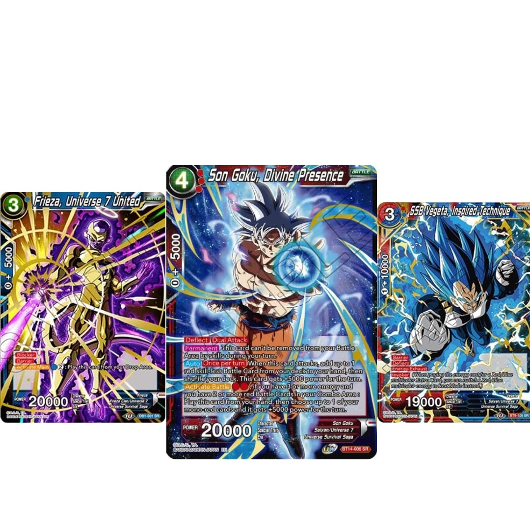 Amazon 3 Dragonball Super TCG Super Rare Cards No Duplicates English Near Mint Toys Games