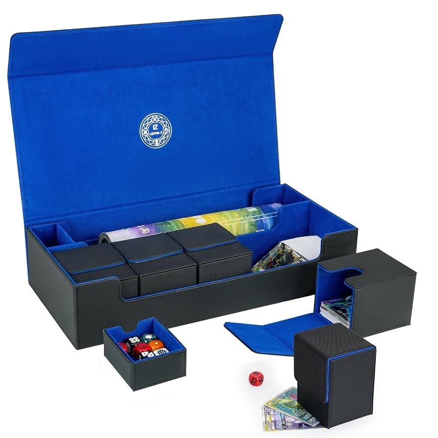 Amazon 6 In1 Card Deck Box Set X Large Premium Trading Card Storage Case With 5 Small Box Magnetic Game Deck Display Case Compatible With MTG TCG Yugioh Magic Commander Black Blue Toys Games