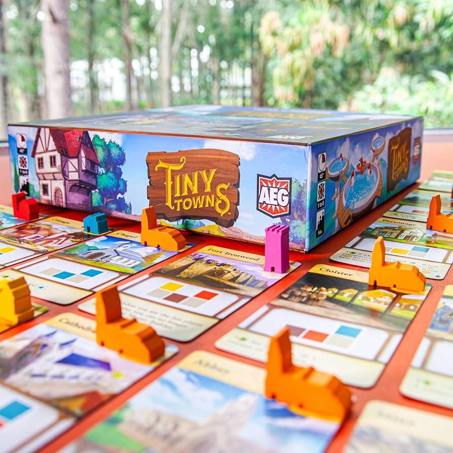 Amazon AEG Tiny Towns Award Winning Abstract Strategy Board Game Plan And Construct A Thriving Town Puzzly City Building 1 6 Players Ages 14 Toys Games