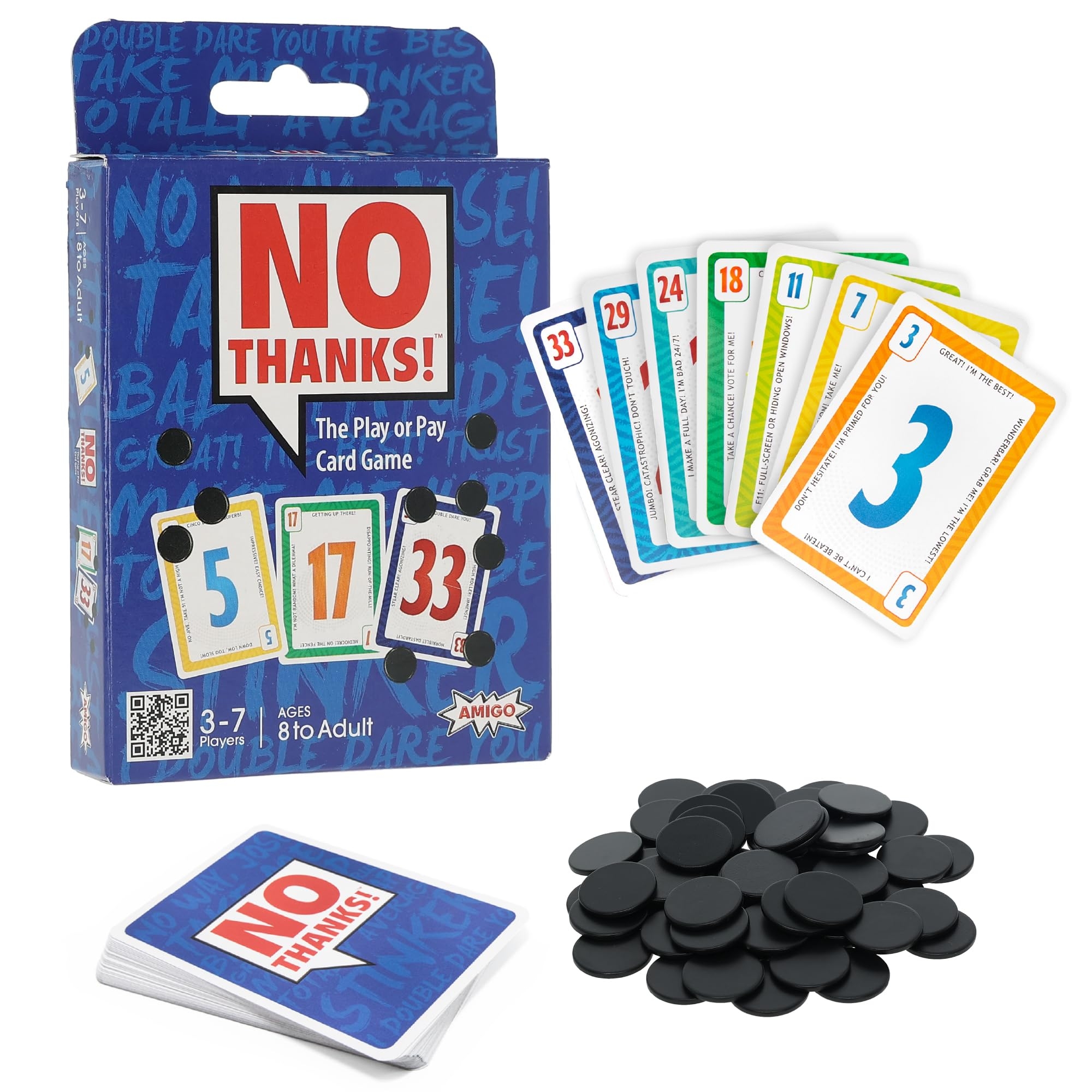 Amazon AMIGO Games No Thanks The Play Or Pay Card Game Bidding Bludding Family Card Game Party Game Fast Playing Ages 8 3 7 Players 20 Minute Game Play Toys Games