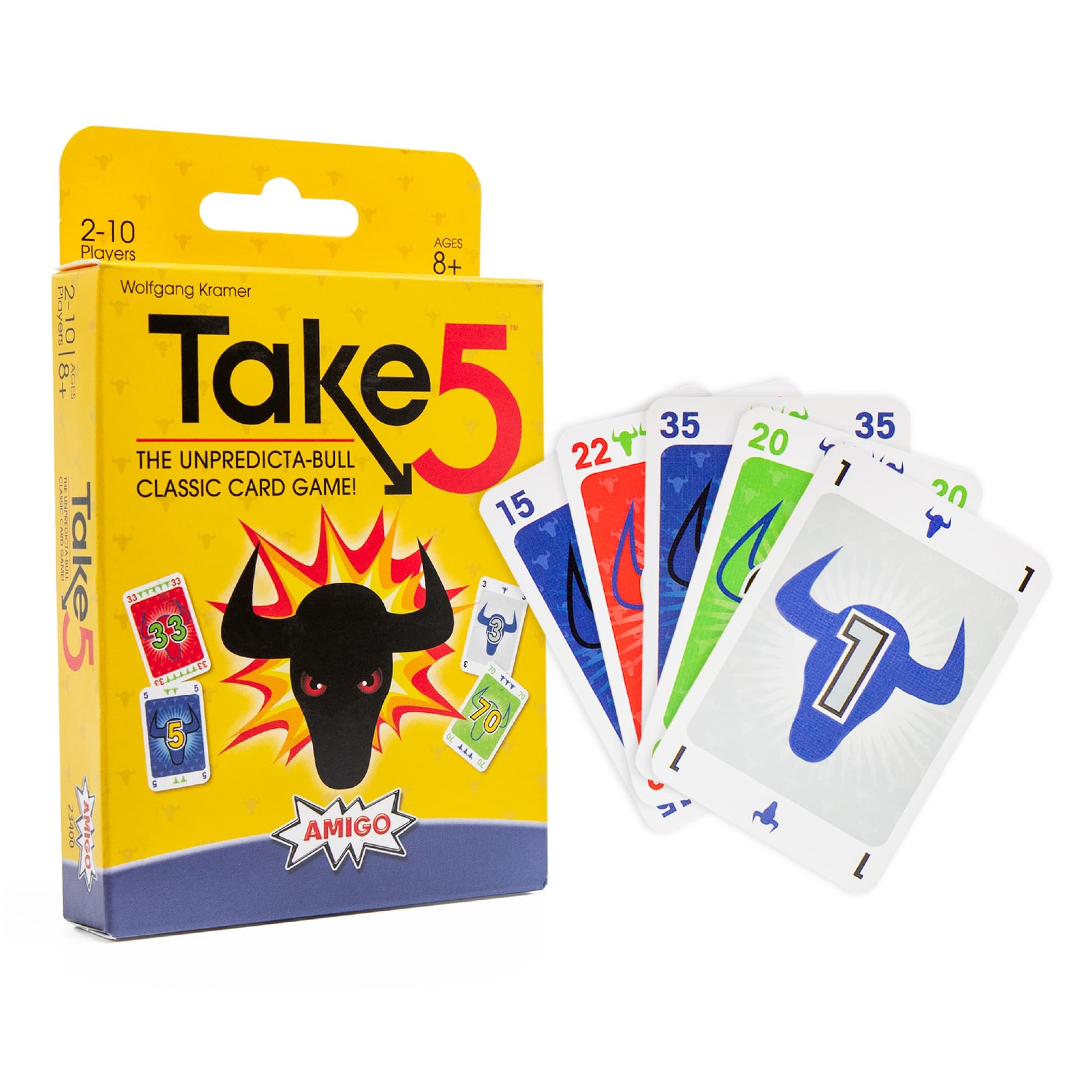 Amazon AMIGO Games Take 5 Classic Card Game The Unpredicta Bull Easy To Learn Strategic Game Of Playing Cards In A Row Perfect For Family Game Night For Kids 