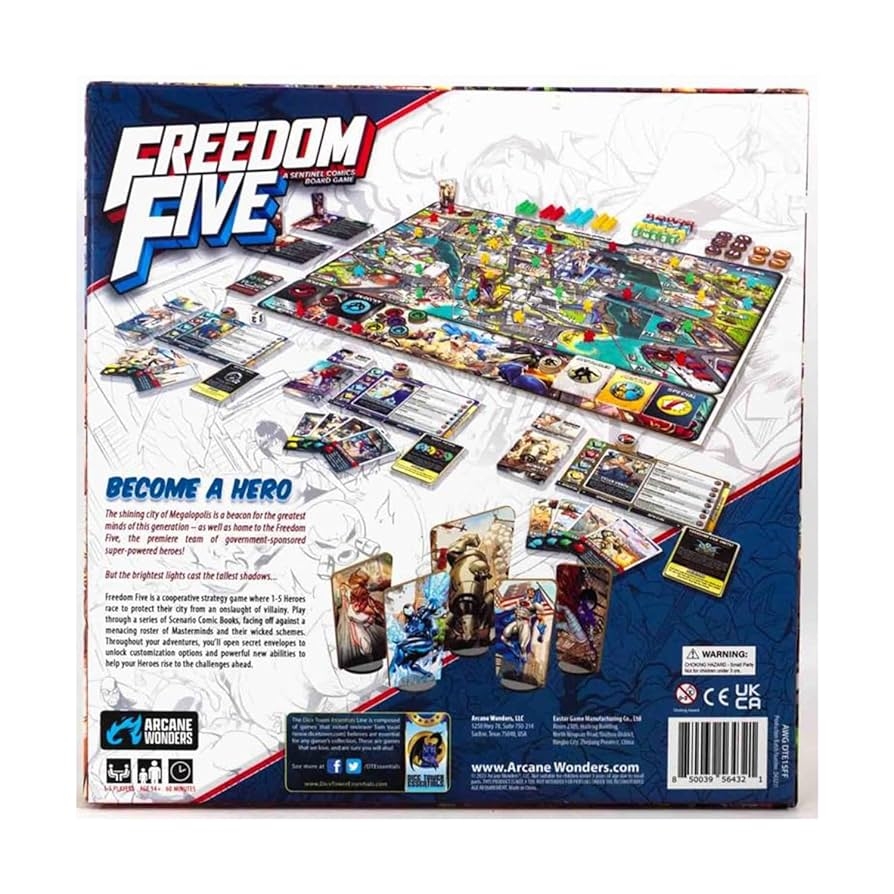 Amazon Arcane Wonders Freedom Five Sentinel Comics Board Game For Cooperative Strategy And Heroic Adventures Toys Games