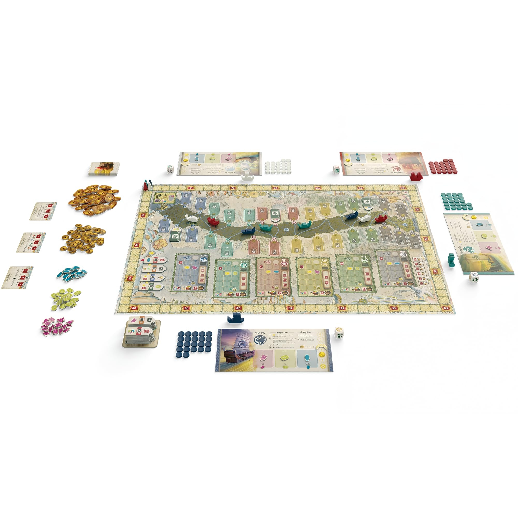 Amazon Asmodee River Of Gold Board Game Build Your Trade Empire In Legendary Rokugan Includes Patrons Mini Expansion Strategy Game For Kids Adults Ages 14 2 4 Players 60 90 Min Playtime 