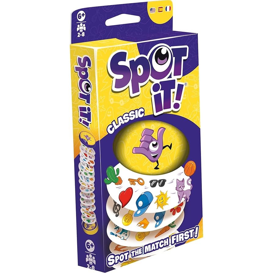 Amazon Asmodee Spot It Classic Card Game 2024 Refresh Eco Blister Edition 5 in 1 Visual Perception Game For Quick Reflexes And Family Fun Ages 6 2 8 Players 10 Minute Playtime Home Kitchen