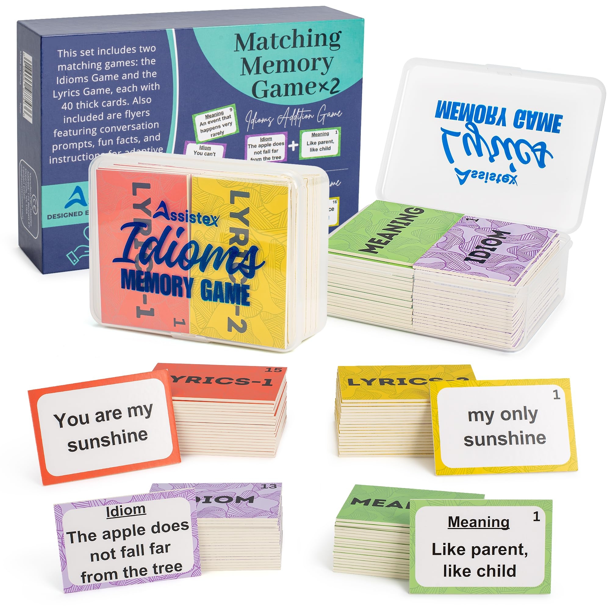 Amazon Assistex 2 In 1 Matching Memory Card Games For Seniors Brain Game For Dementia Patients Adult Memory Game For Seniors Lyric And Idiom Cards For Alzheimer And Dementia