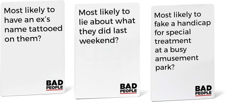 Amazon BAD PEOPLE Party Game White Expansion 100 New Question Cards For The Hilarious Adult Card Game For Fun Parties Board Games Night With Your Group Find Out