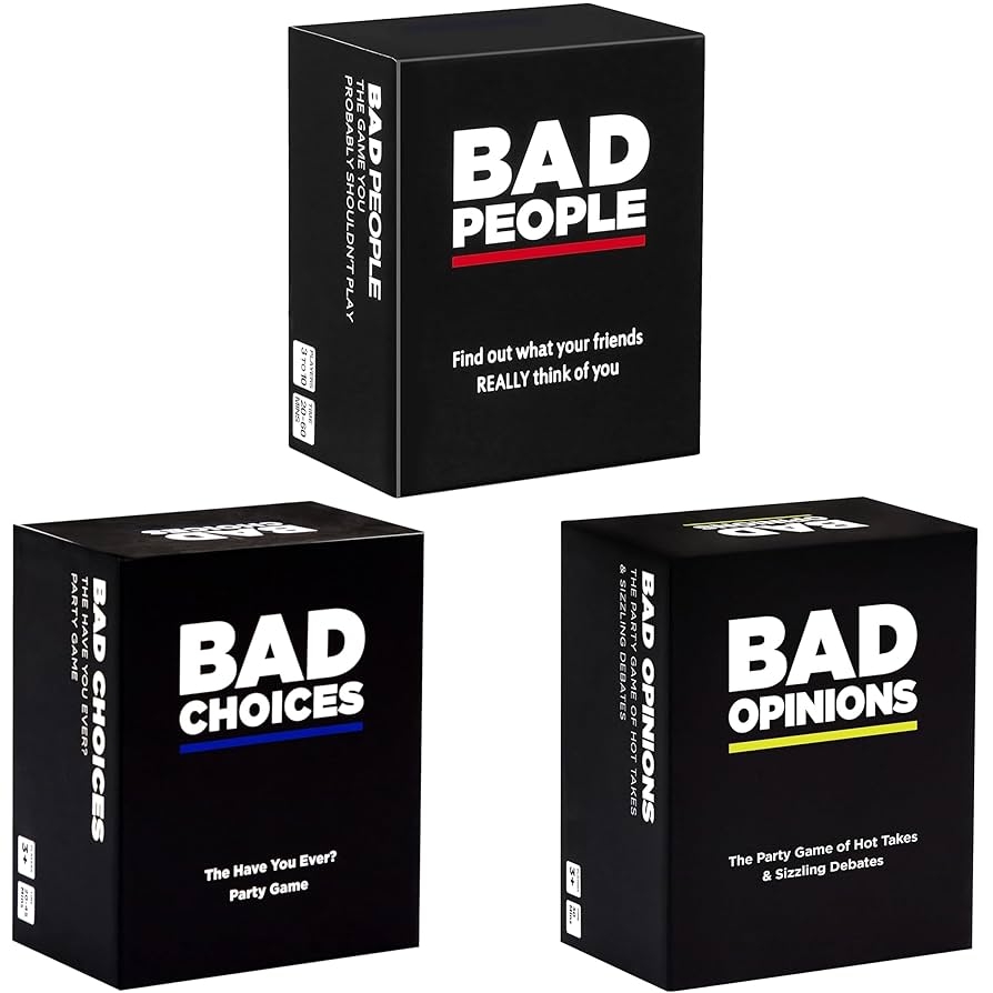 Amazon BAD PEOPLE The Bad Trilogy All 3 Bad Series Games Bad Choices And Bad Opinions In One Epic Bundle Toys Games