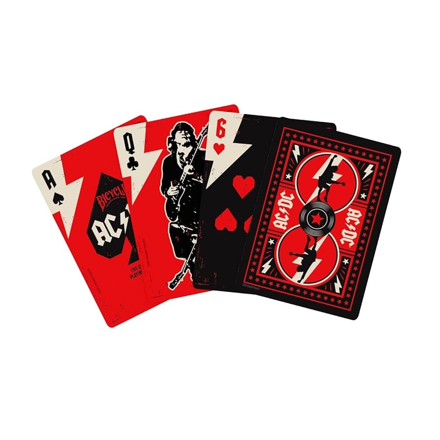 Amazon Bicycle ACDC Playing Cards Features Iconic ACDC Song Titles And Band Designs Red And Black 1 Deck Sports Outdoors