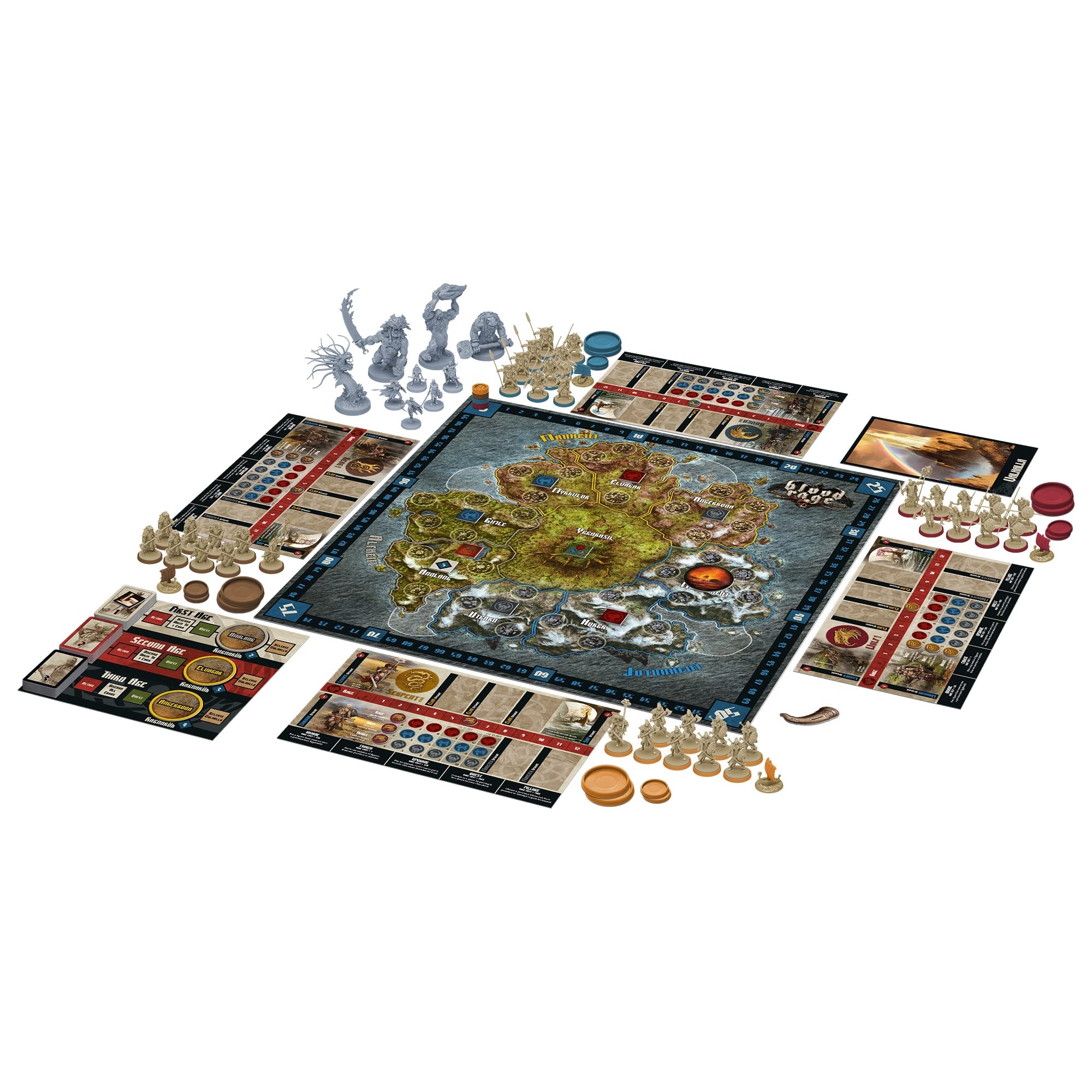 Amazon Blood Rage Core Box Strategy Game Viking Fantasy Board Game Tabletop Miniatures Battle Game For Adults And Teens Ages 14 2 4 Players Avg Playtime 60 90 Mins Made By CMON Toys Games