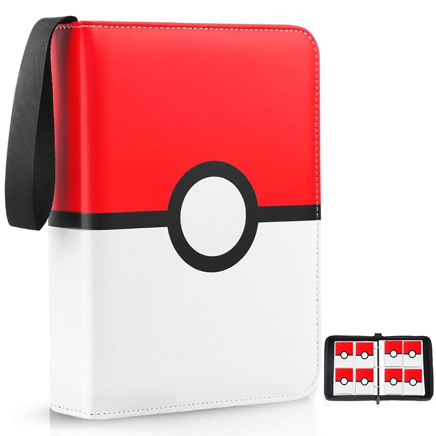 Amazon Card Binder 4 Pocket Trading Card Holder Fits 400 Cards With 50 Removable Sleeves Portable Collection Card Ablum Game Card Case Book With Zipper For Gift Red Toys Games