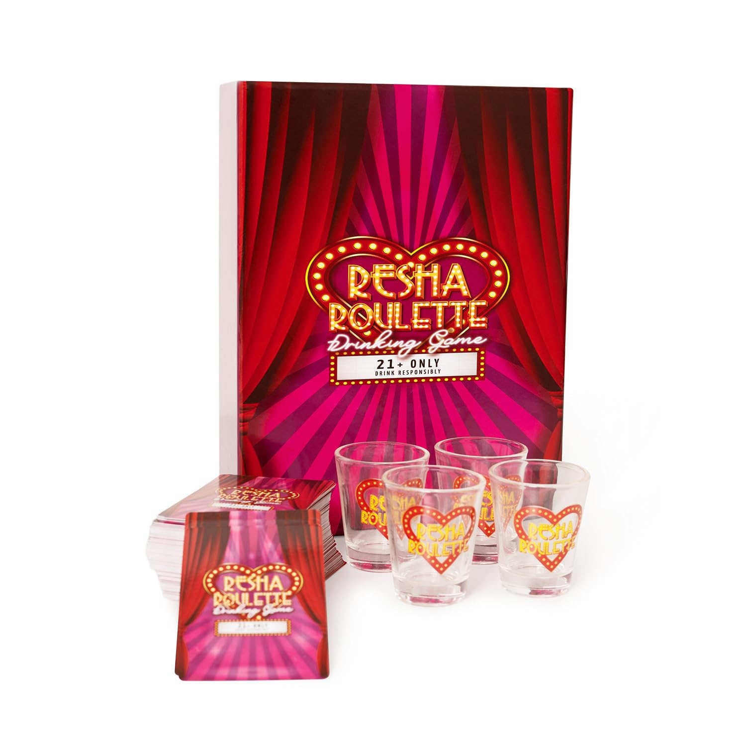 Amazon Caresha Please Resha Roulette Card A Drinking Card Game For Parties And More Includes 120 Cards And 4 Shot Glasses Adult Drinking Game Roulette Shot Drunk Lovers Card Game Caresha Please 