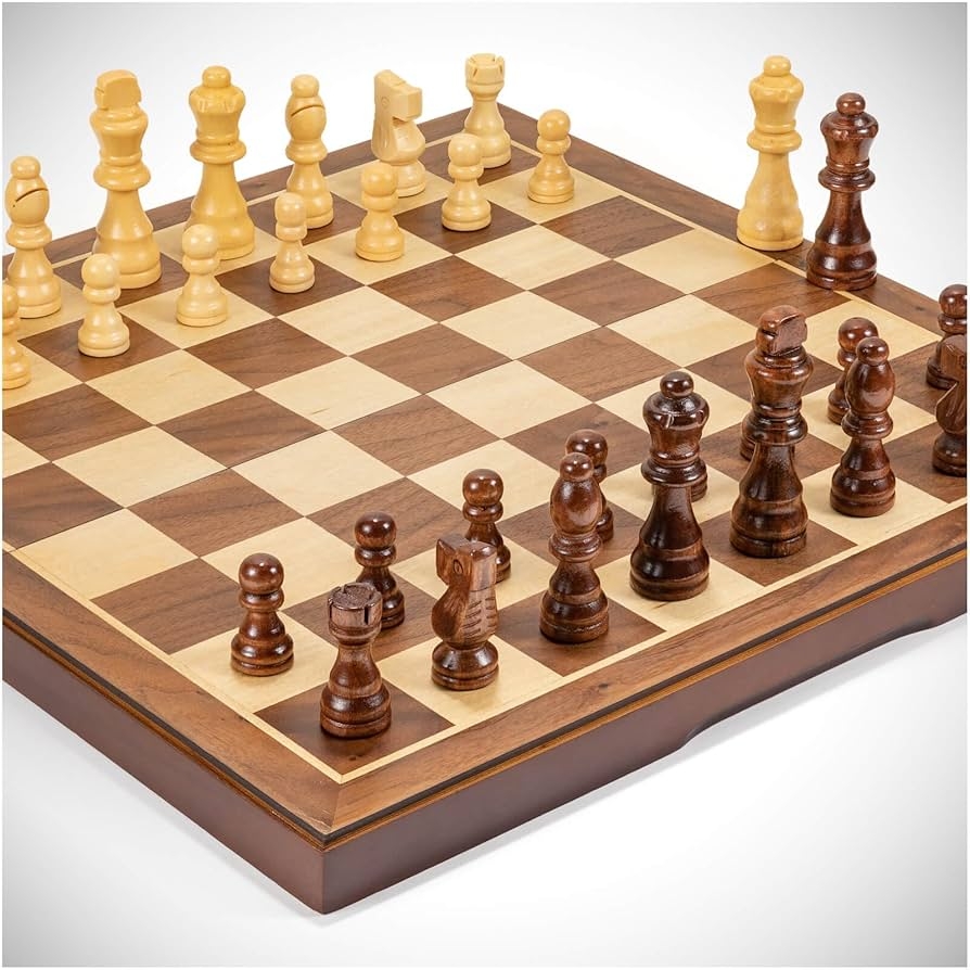 Amazon Chess Set Board Games For Adults Handmade Walnut Wooden 15 2 Extra Queens Folding Portable Travel Gift Idea Pieces Storage Bags Instructions Toys Games