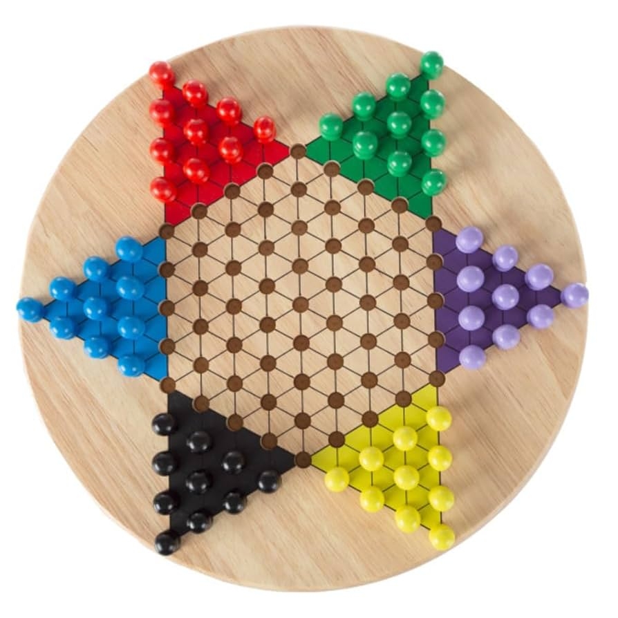 Amazon Chinese Checkers Game Set With 11 Inch Wooden Board And Traditional Pegs Game For Adults Boys And Girls By Hey Play Toys Games