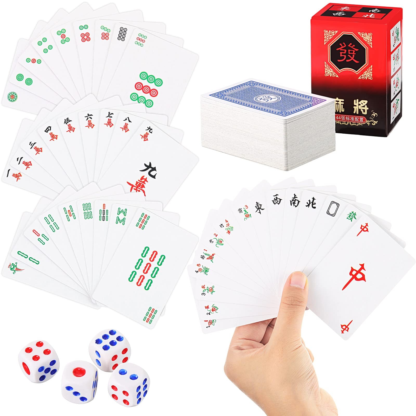 Amazon Civaner Mahjong Playing Cards Chinese Mahjong 2025 American Games Large Print Handheld Poker Mahjong Cards With 4 Dices Home Table Game Toys Games