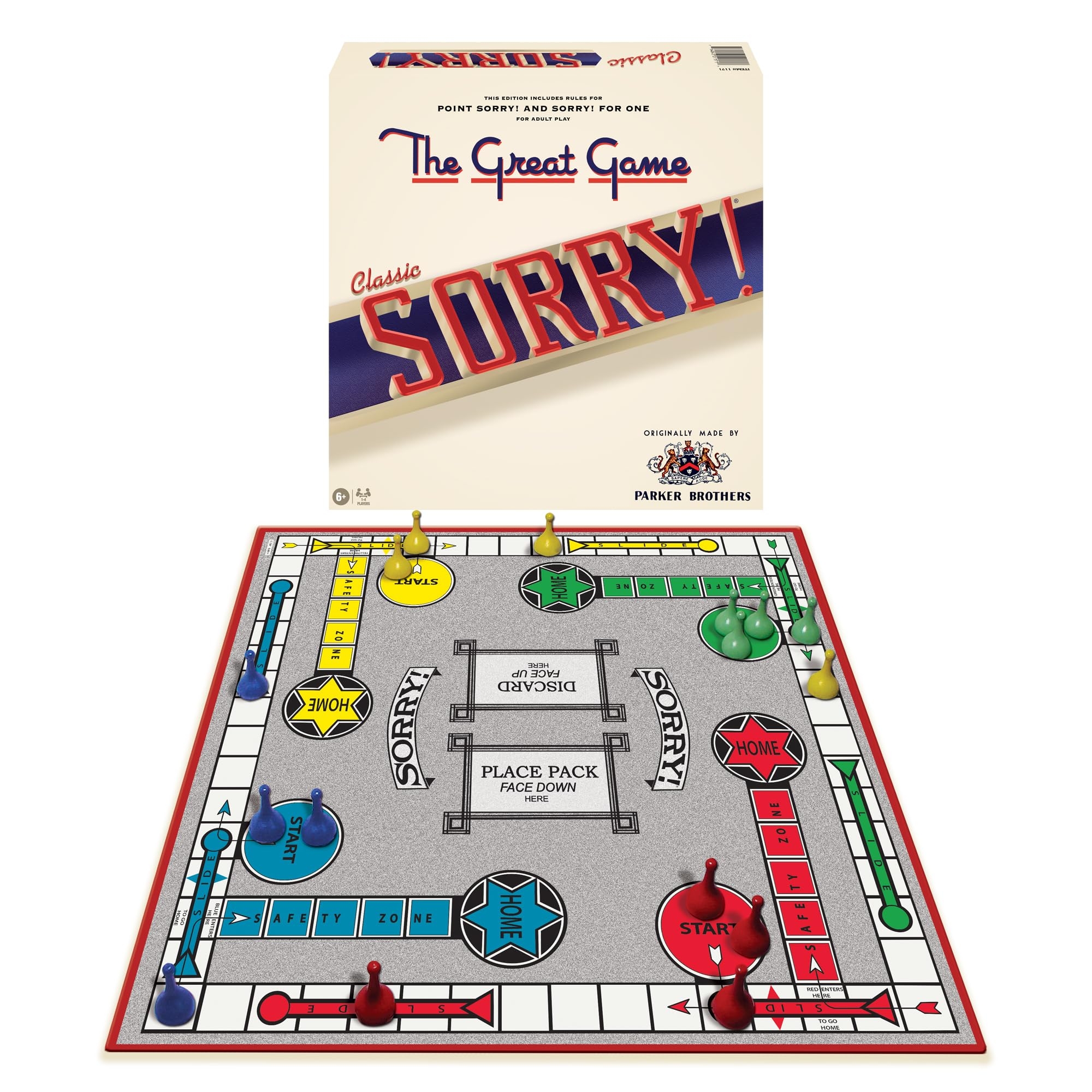 Amazon Classic Sorry With Retro Artwork And Components By Winning Moves Games USA A Family Favorite For Almost 100 Years For 1 4 Players Ages 6 Toys Games