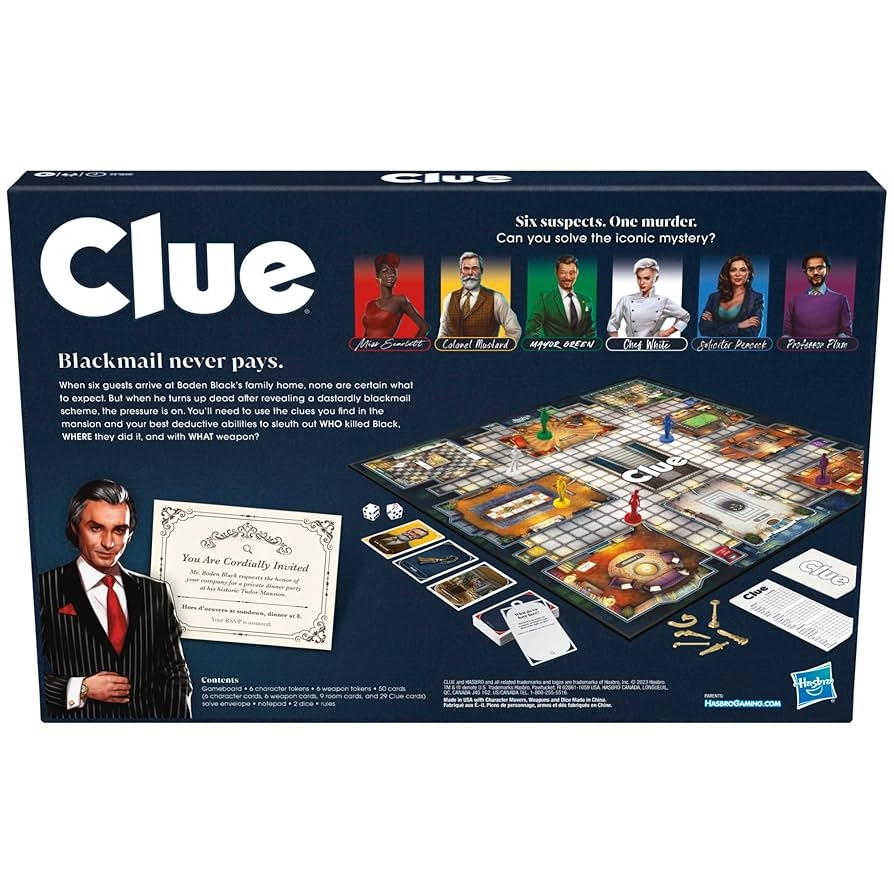 Amazon Clue Board Game For Ages 8 And Up Reimagined Clue Game For 2 6 Players Mystery Detective Family Games For Kids And Adults Toys Games