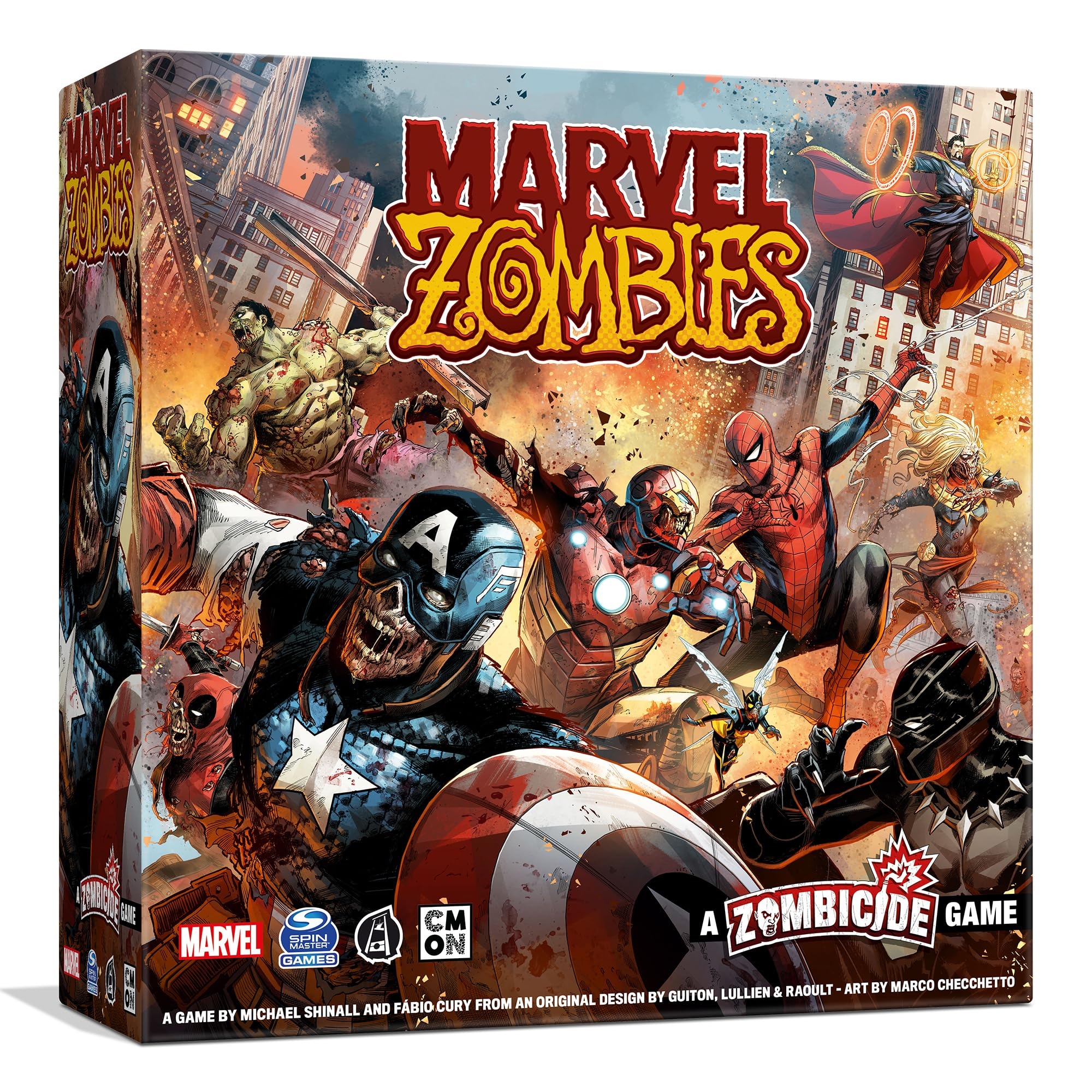 Amazon CMON Marvel Zombies A Zombicide Game Embrace The Hunger As Heroes Turn Undead In The Ultimate Marvel Crossover Cooperative Strategy Game Ages 14 1 6 Players 90 Minute Playtime Made Toys Games