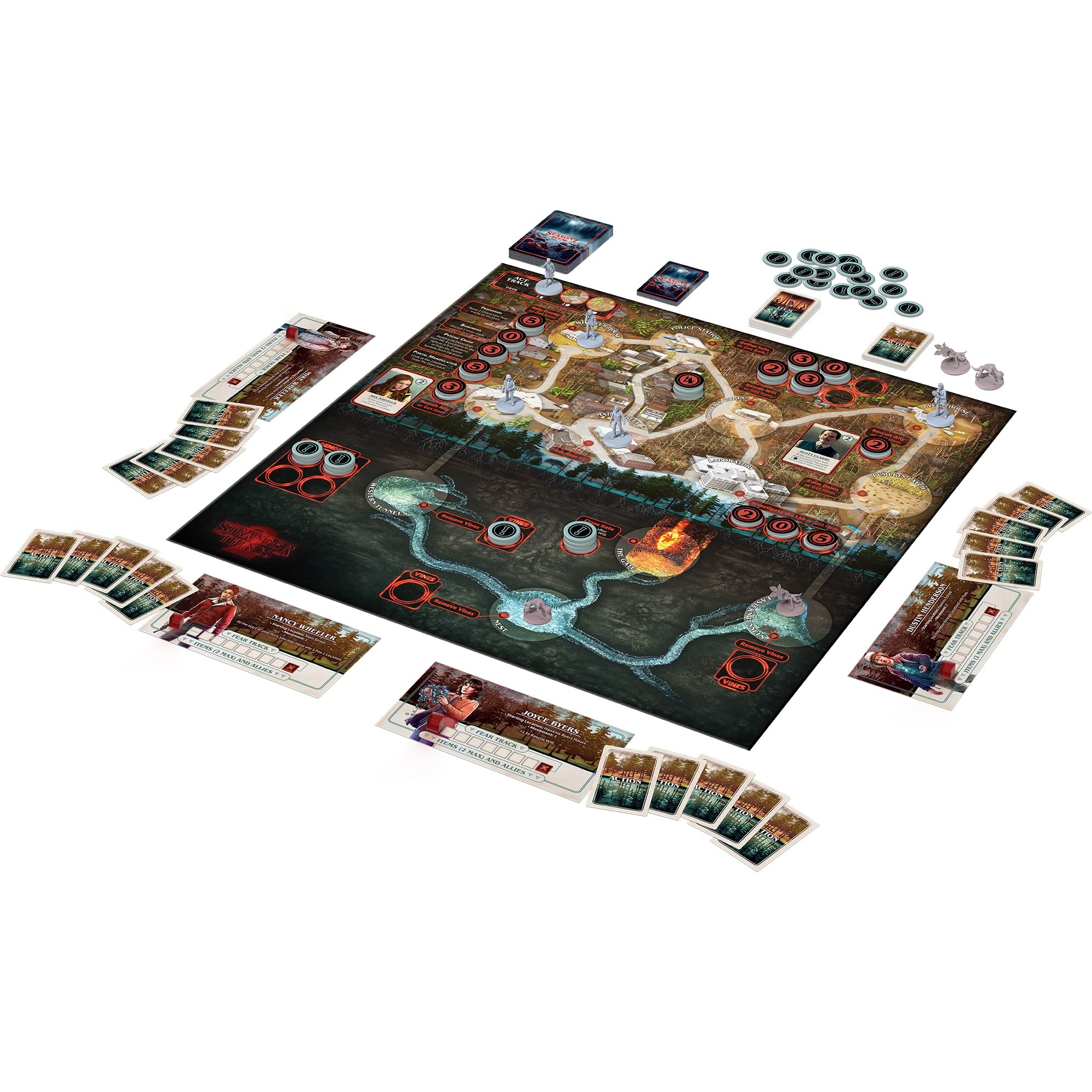 Amazon CMON Stranger Things Upside Down Board Game Cooperative Play With Detailed Miniatures Two Seasons Of Gameplay Strategy Game For Kids Adults Ages 12 2 4 Players 60 Minute Playtime Toys Games