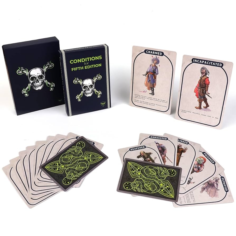Amazon Condition Cards For Fifth Edition Compatible With Dungeons And Dragons D D For Use By Dungeon Master Accessories DND Gifts 5e Gifts Condition Rings Markers TTRPG Toys Games