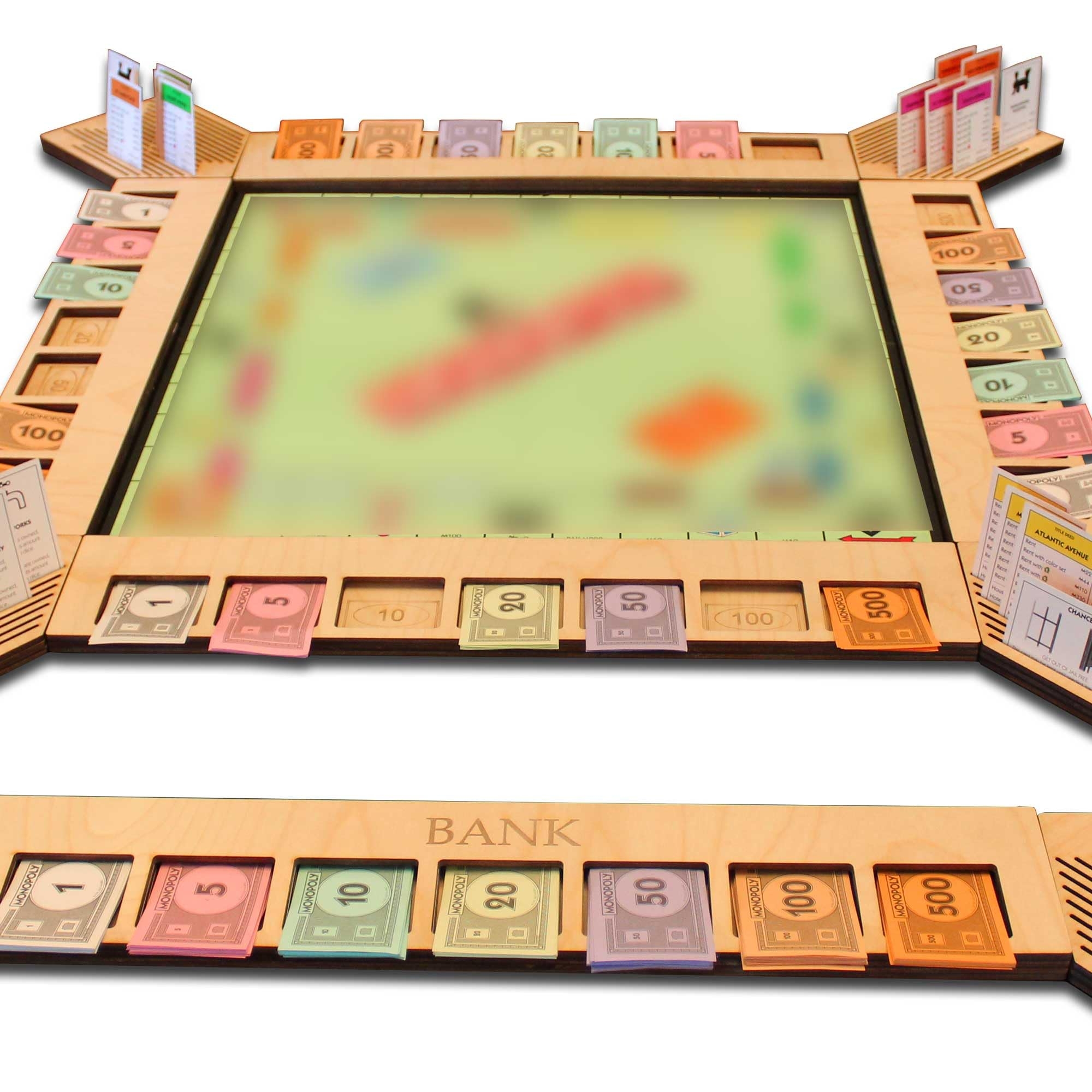 Amazon Custom Board Game Frame Personalized Game Board Organizer Compatible With Monopoly Board Game And Monopoly Game Pieces Economic Themed Game Organizer Complete Set Natural Toys Games