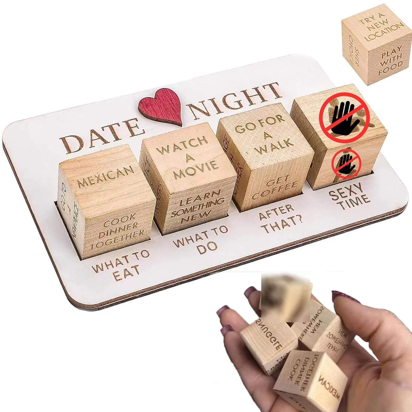 Amazon Date Night Dice Creative After Dark Edition 5 Wooden Board Game For Couple Date Night Funny Date Wooden Decision Date Night Dice Valentine s Day Anniversary Couple Games Gifts Wood Color Toys