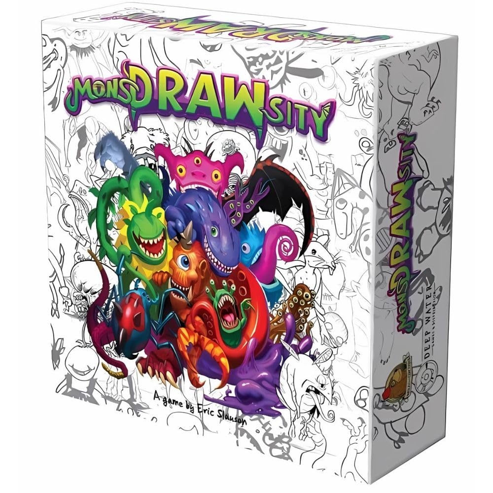 Amazon Deep Water Games MonsDRAWsity Drawing Party Game Based On Verbal Description Take Turns Describing Drawing A Bizarre Monster Be The Player Whose Drawing Most Closely Matches 8 3 8 Players 