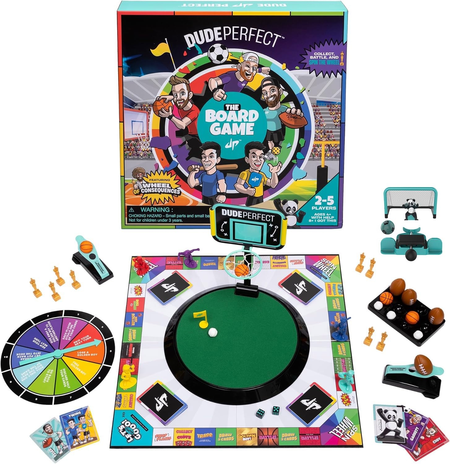 Amazon Dude Perfect Board Game With Soccer Add On Action Packed Sports Challenges For Competitive Kids And Families Perfect For Family Game Night 2 To 5 Players Ages 4 And Up 