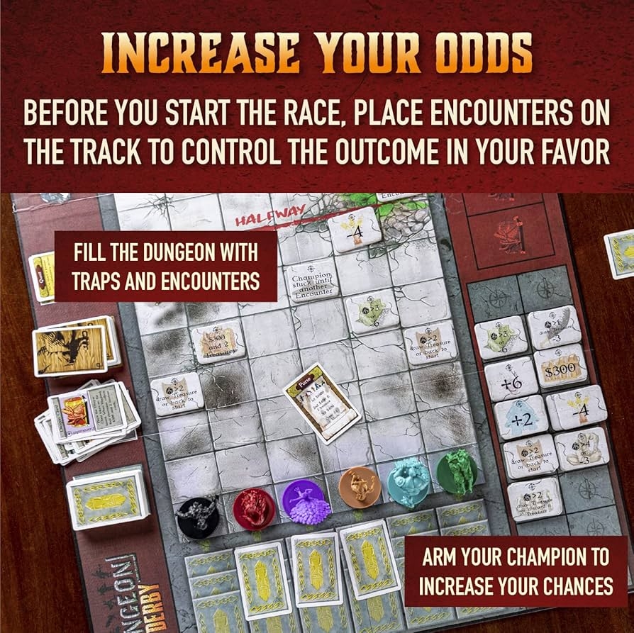 Amazon Dungeon Derby Deluxe Betting Racing Board Game For Up To 6 Players Family Friendly Strategy Board Game For Kids Adults Toys Games