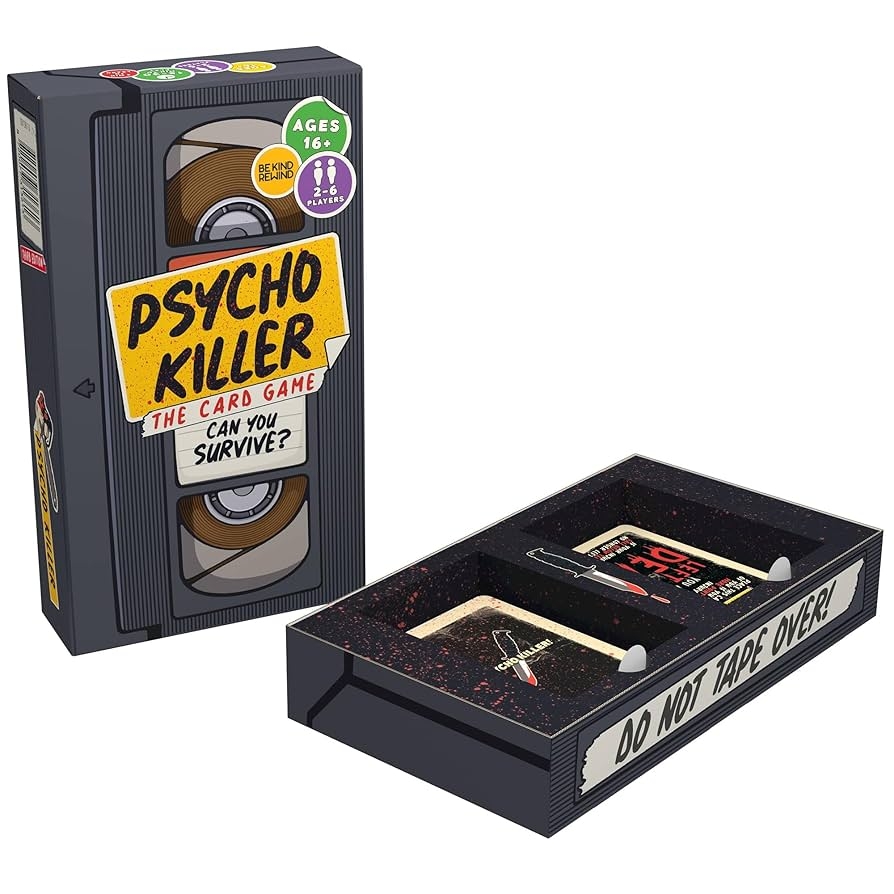 Amazon Escape Tabletop Games Psycho Killer Third Edition The Card Game Can You Survive Fast Paced Party Game Ages 16 2 6 Players Amazon Exclusive Toys Games