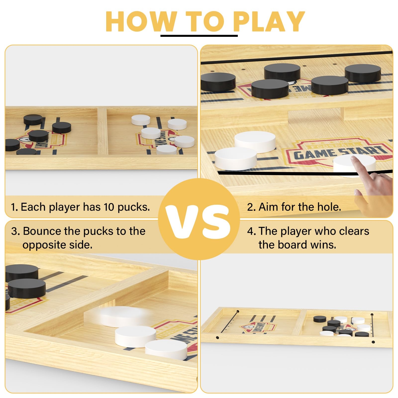 Amazon Exciting Fast Sling Puck Game Crash Bash Board Game Table Top Hockey Game Football Slingshot Game Wooden Hockey Game Rapid Sling Table Battle Speed String Puck Game Sports 