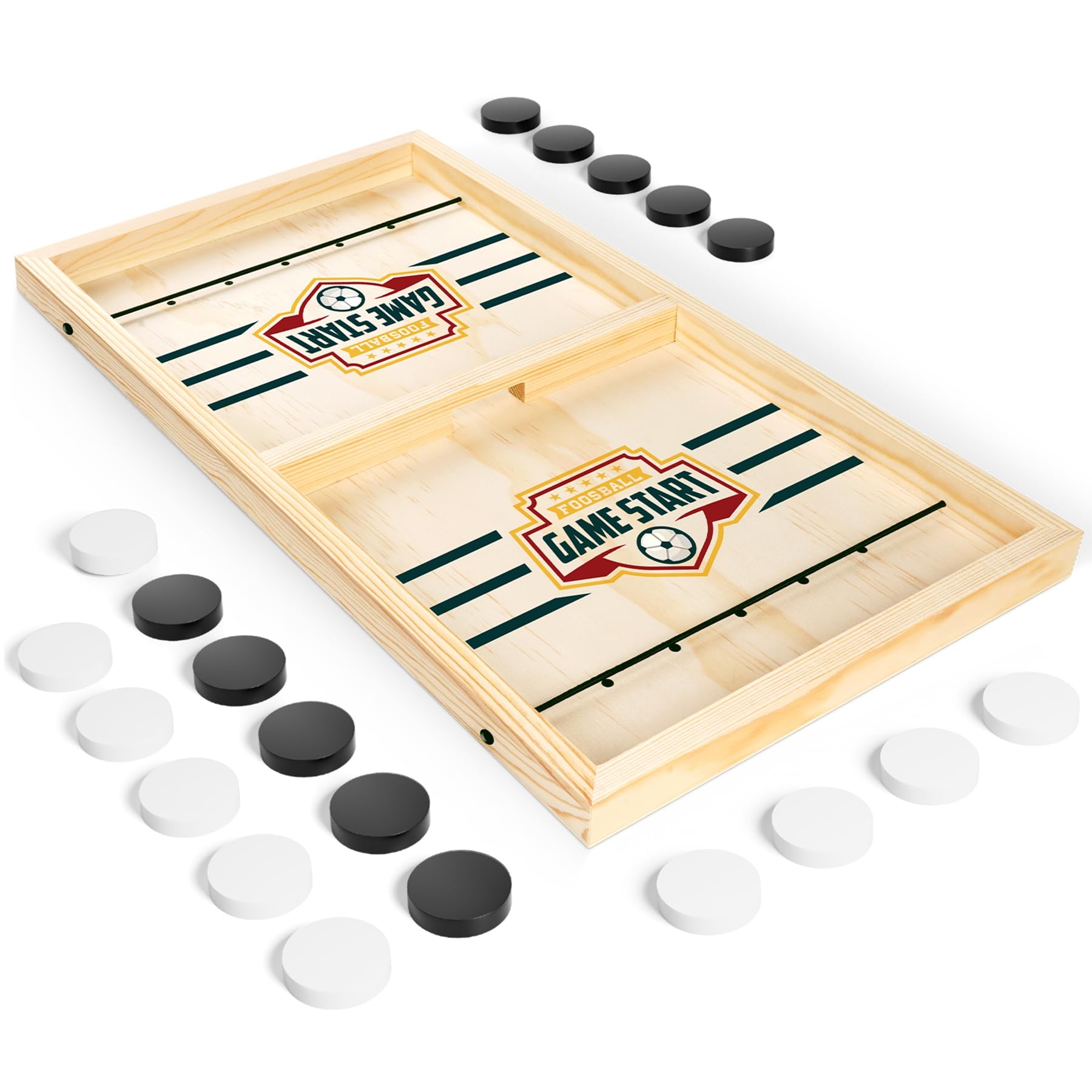 Amazon Exciting Fast Sling Puck Game Crash Bash Board Game Table Top Hockey Game Football Slingshot Game Wooden Hockey Game Rapid Sling Table Battle Speed String Puck Game Sports 