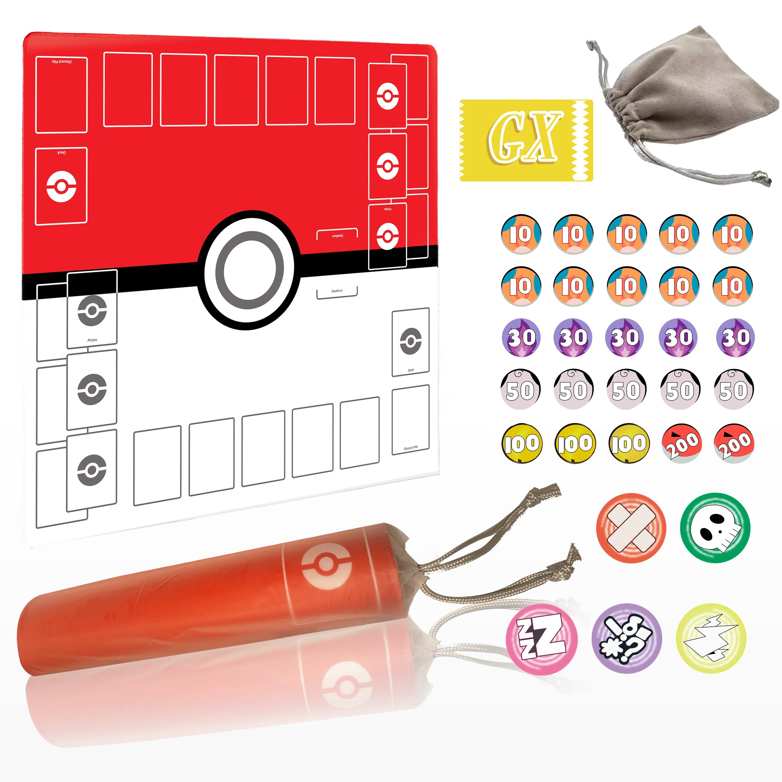 Amazon Extalas Playmat For Trading Card Game 2 Player Trainer Mat With 31 Damage Counters And Professional Storage Bag Toys Games