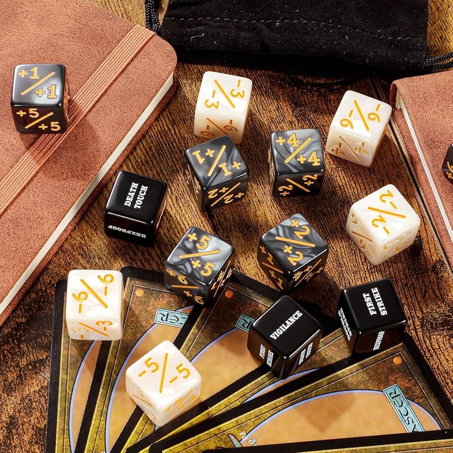 Amazon Flvdierd 48 Pieces MTG Counter Token Dice Counters Marble Keyword Counters Life Counter Tokens Dice Buff Tokens Compatible With Magic Card Game Accessories CCG Creature Stats Classic 48 Toys Games
