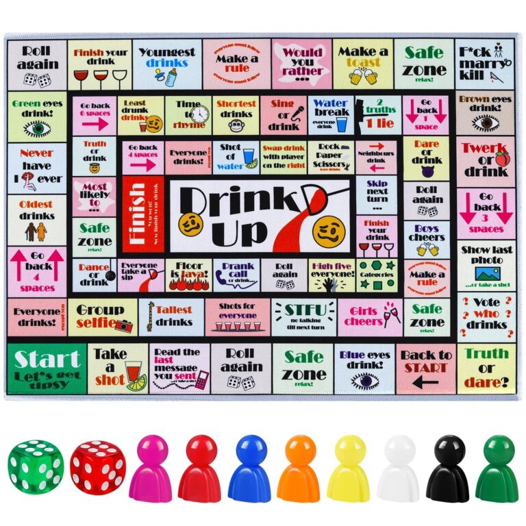 Amazon Fofeadm Drinking Board Games For Adults Rubber Mat Drinking Board Game Funny Party Interactive Drinking Games For Game Night Birthday Family Play Or Any Occasion Age 21 2 8 Players Sports