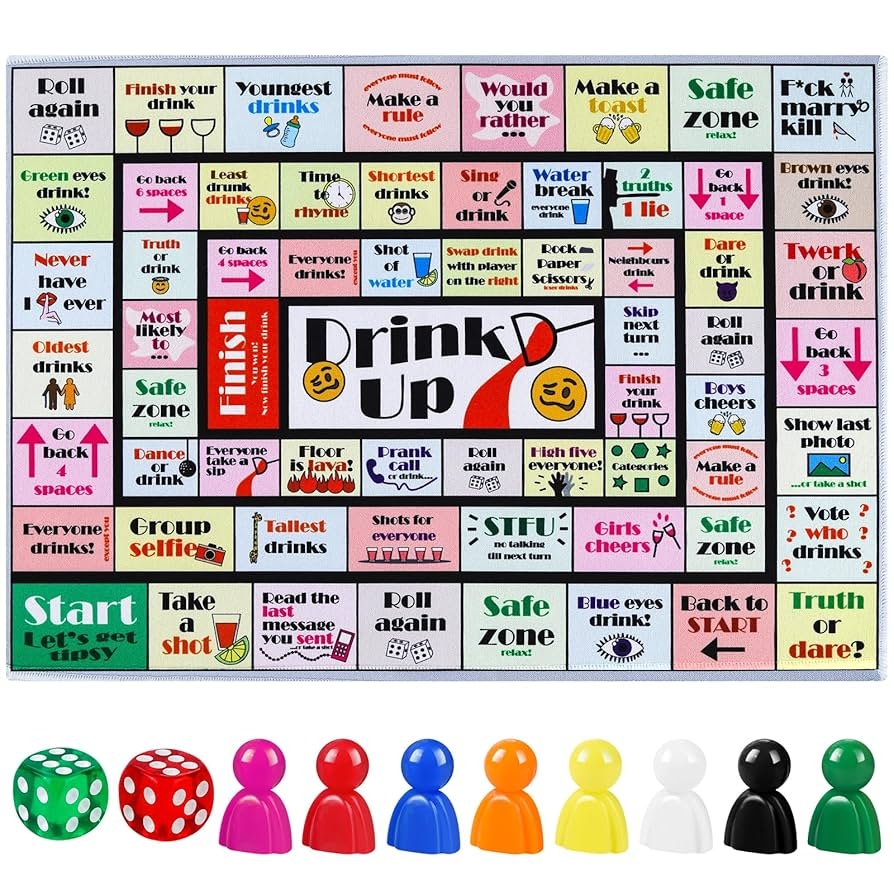 Amazon Fofeadm Drinking Board Games For Adults Rubber Mat Drinking Board Game Funny Party Interactive Drinking Games For Game Night Birthday Family Play Or Any Occasion Age 21 2 8 Players Sports