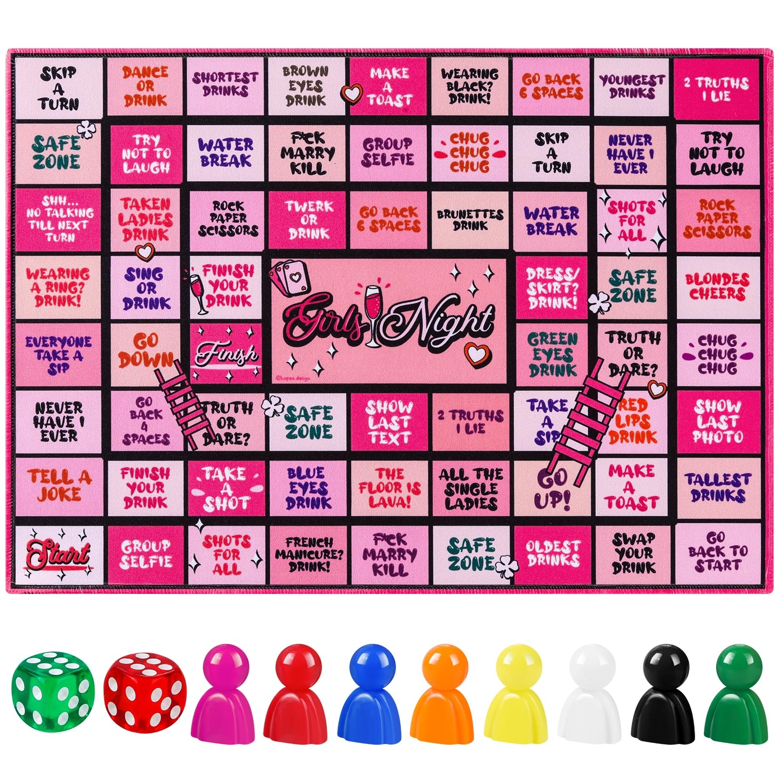 Amazon Fofeadm Drinking Games For Adult Girls Night Rubber Mat Drinking Board Games Funny Party Interactive Drinking Games For Girls Night Bachelorette Party Age 21 2 8 Players Sports Outdoors