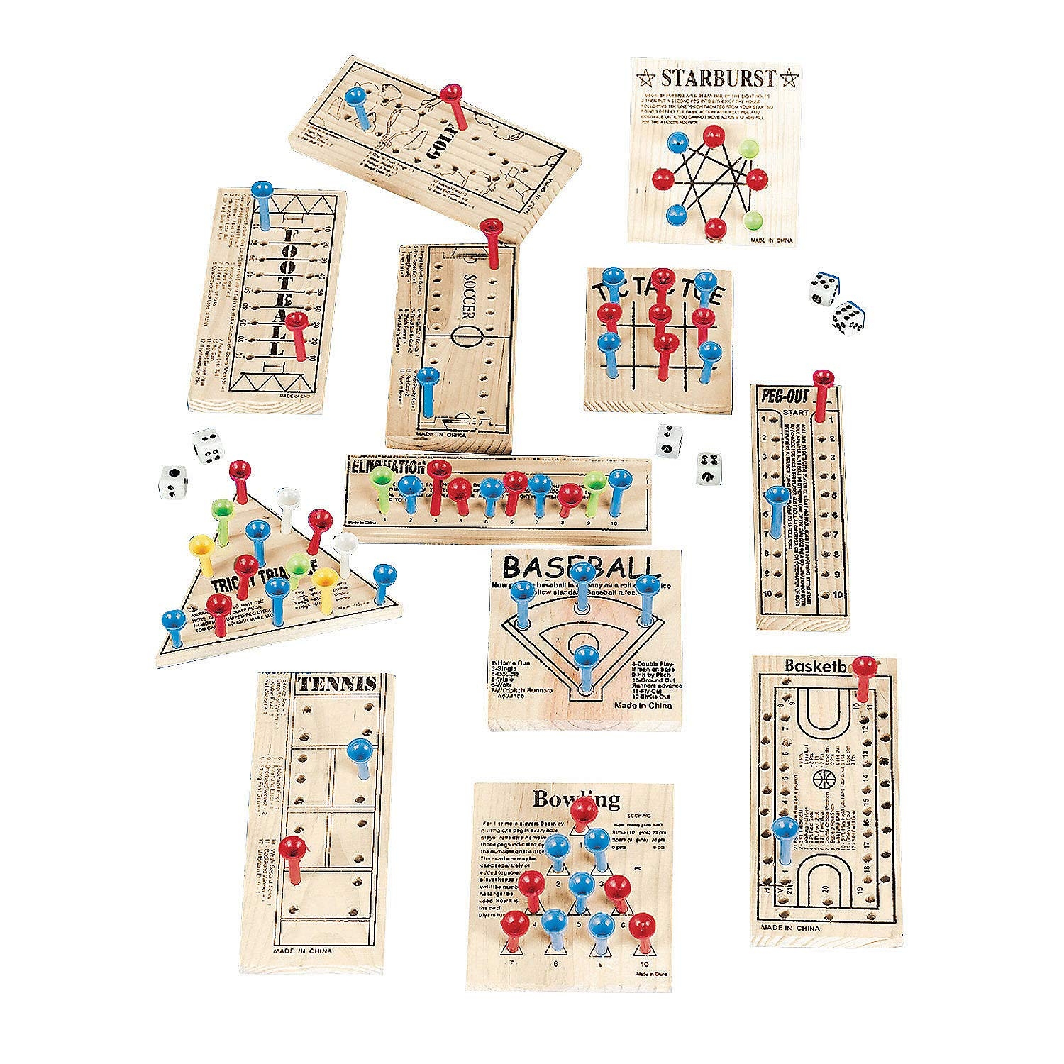 Amazon Fun Express Wooden Peg Board Game Variety Pack Variety Of Old School And Old Fashioned Games Multi Colored Set Of 12 Toys Games
