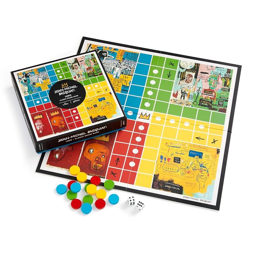 Amazon Galison Basquiat Ludo Jean Michel Basquiat Art Inspired Classic Ludo Board Game 2 4 Players Galison Basquiat Jean Michel Toys Games