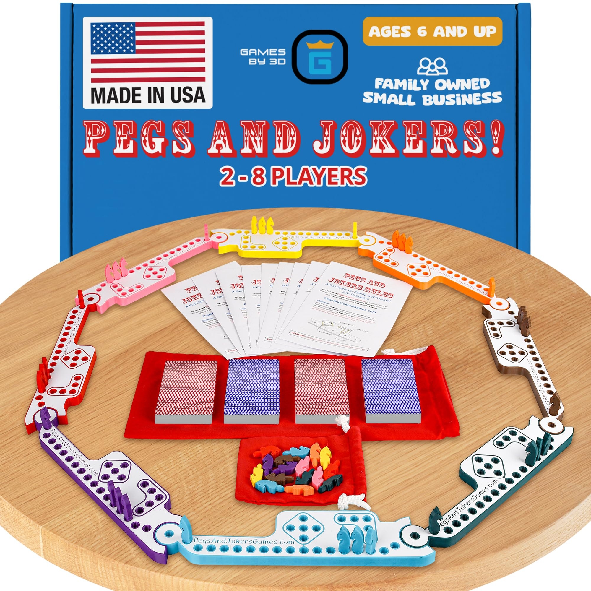 Amazon GAMES BY 3D Pegs And Jokers Board Game Strategic Fun Engaging And Portable Play With Family And Friends Easy To Learn Travel Friendly With Horse Head Peg And